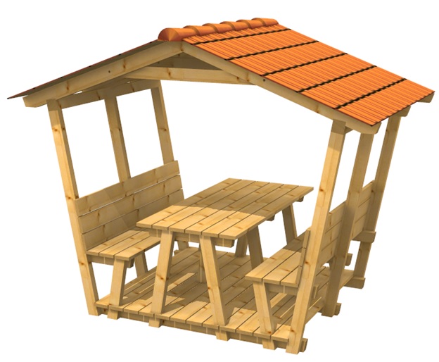 Sitzbank mit Dach